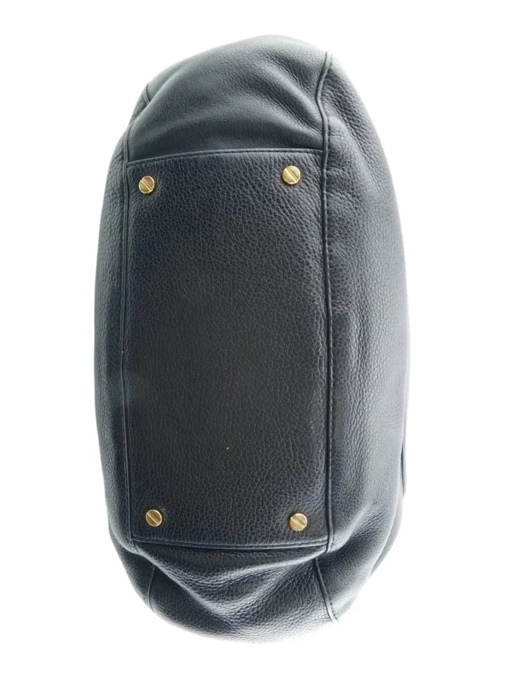 Tory Burch Logo Black Pebble Grain Leather Tote Handbag